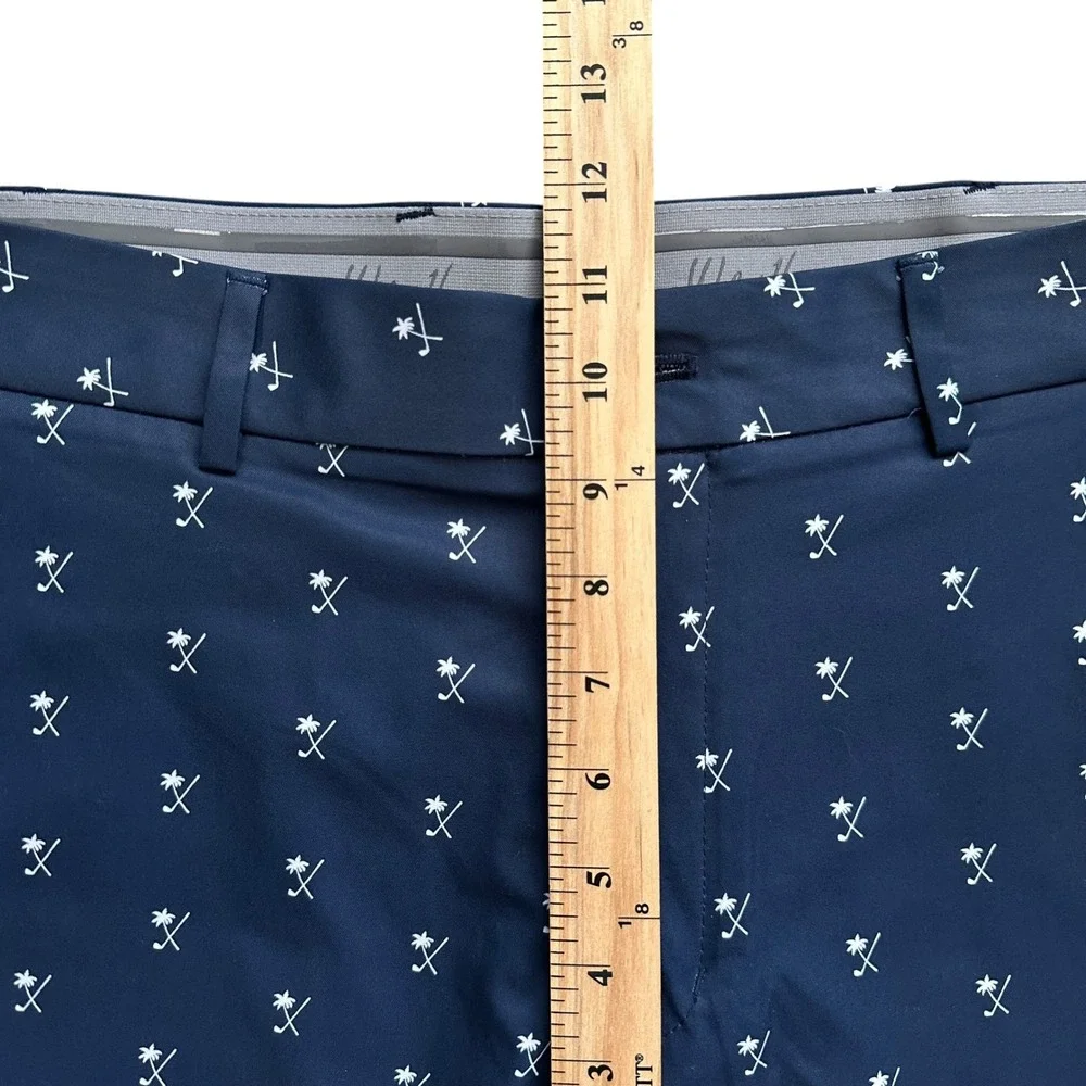Preppy Walter Hagen 11 Golf Shorts 34 Navy Palm Tree Embroidered Performance